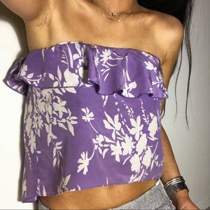 Amanda Uprichard - Silk Lavender strapless Top